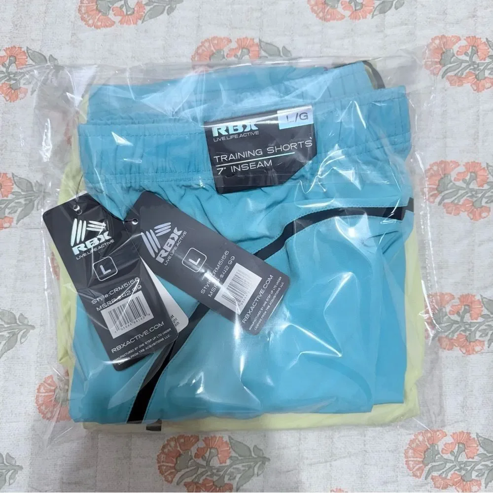 2 pair of RBX Blue and Lime Training Shorts Women Size L